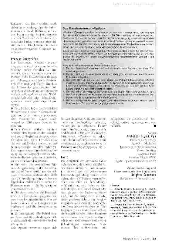 Vorschauseite 2: Gemeinsame Entscheidungsfindung überprüfen