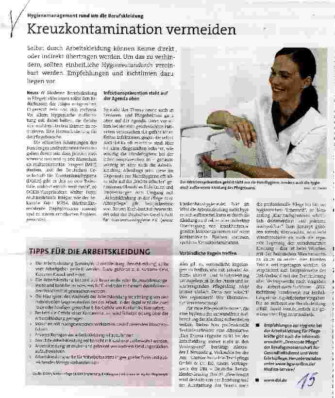 Vorschauseite 1: Hygienemanagement rund um die Berufskleidung Kreuzkontamination vermeiden