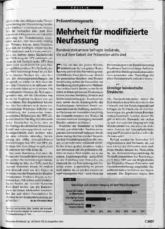 Vorschauseite 1: PräventionsgesetzMehrheit für modifizierte Neufassung