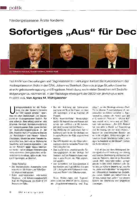 Vorschauseite 1: Sofortiges „Aus für Deckelung
