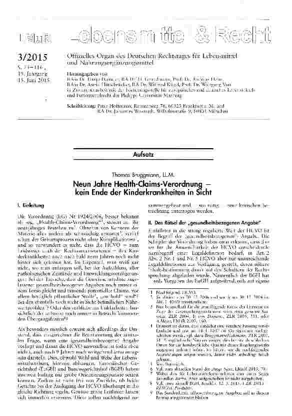 Vorschauseite 1: Neun Jahre Health-Claims-Verordnung -kein Ende der Kinderkrankheiten in Sicht