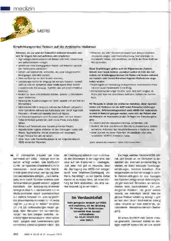 Vorschauseite 3: MERSMehr Fragen als Antworten
