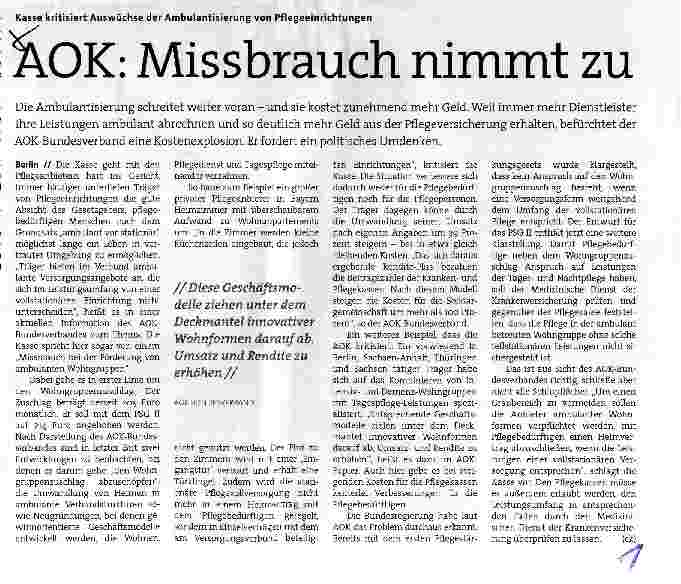Vorschauseite 1: AOK: Missbrauch nimmt zu