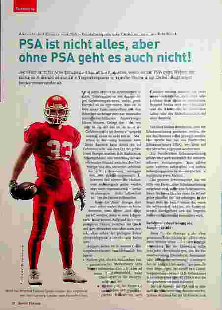 Vorschauseite 1: Auswahl und Einsatz von PSA - Praxisbeispiele aus Unternehmen aus Sifa-Sicht. PSA ist nicht alles, aber ohne PSA geht es auch nicht!