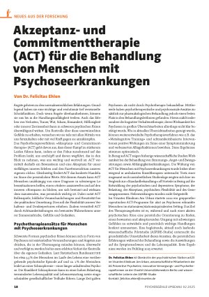 Vorschauseite 1: Akzeptanzund Commitmenttherapie (ACT) für die Behandlung von Menschen mit Psychoseerkrankungen