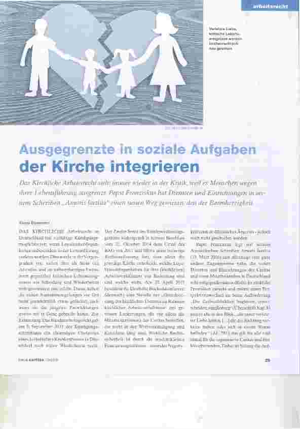 Vorschauseite 1: Ausgegrenzte in soziale Aufgaben der Kirche integrieren