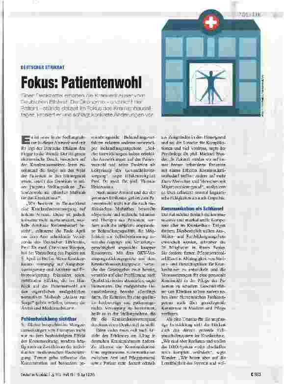 Vorschauseite 1: Fokus: Patientenwohl