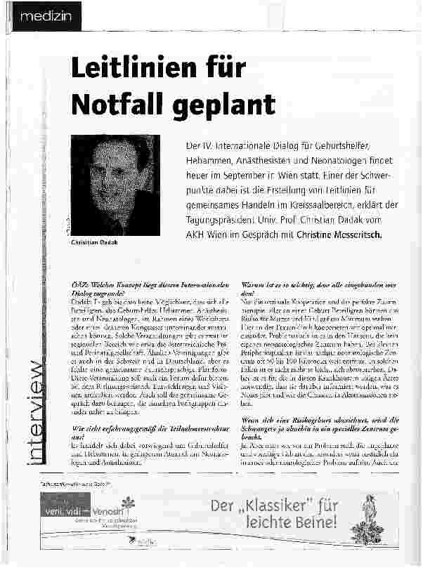 Vorschauseite 1: Leitlinien für Notfall geplant