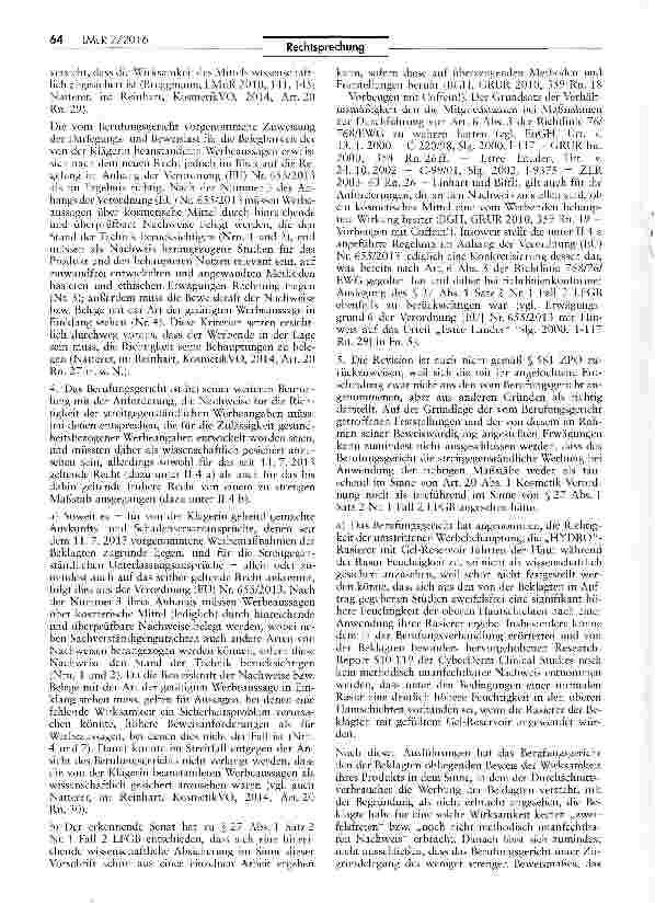 Vorschauseite 5: Werbeaussagen zu kosmetischen Mitteln (Feuchtigkeitsspendendes Gel-Reservoir)