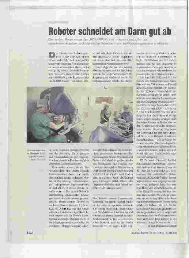 Vorschauseite 1: Roboter schneidet am Darm gut ab