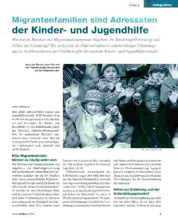 Vorschauseite 1: Migrantenfamilien sind Adressaten der Kinderund Jugendhilfe
