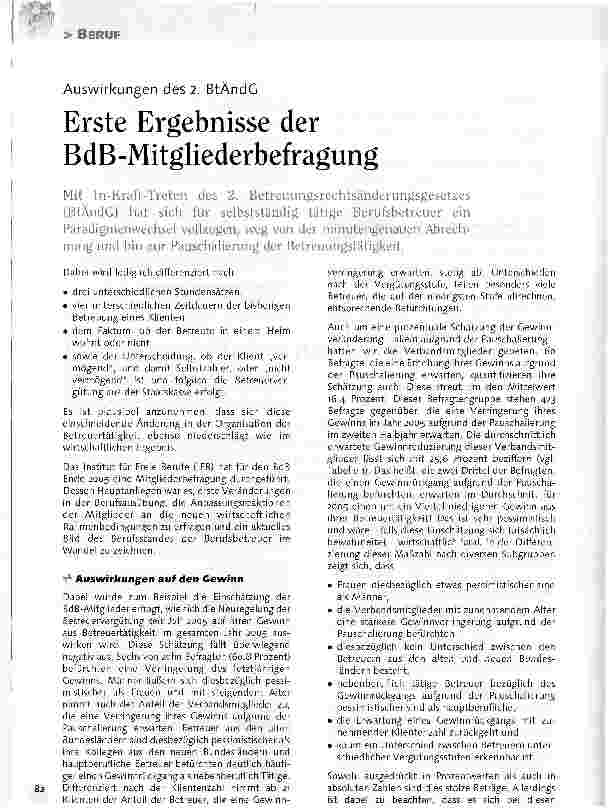 Vorschauseite 1: Auswirkungen des 2. BtÄndGErste Ergebnisse der BdB-Miteliederbefragum