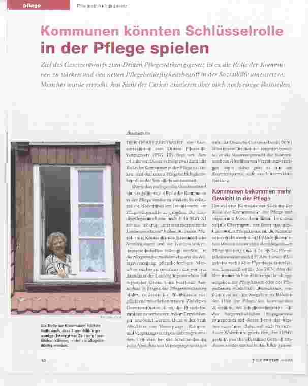 Vorschauseite 1: Kommunen könnten Schlüsselrolle in der Pflege spielen