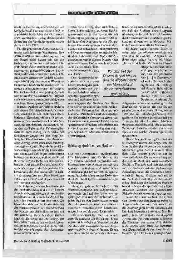 Vorschauseite 2: Hausärztliche VersorgungPlädoyer für den Allgemeininternisten
