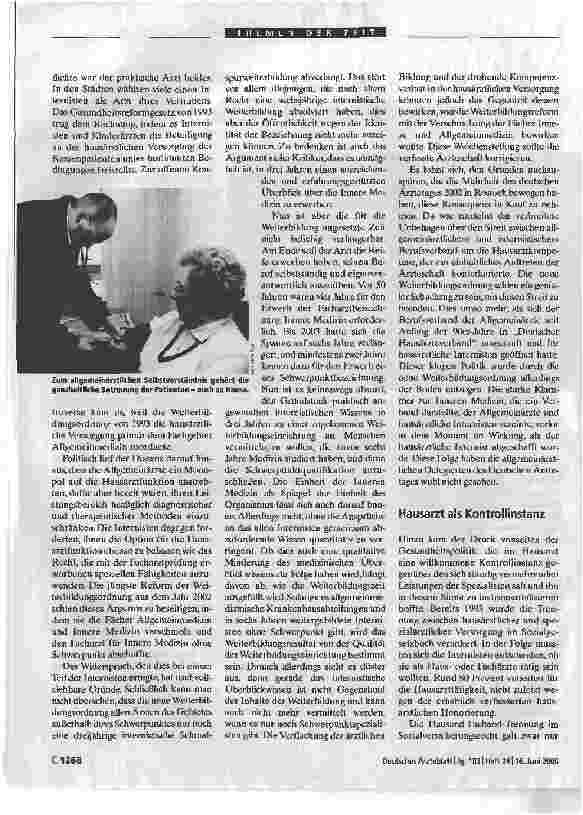 Vorschauseite 3: Hausärztliche VersorgungPlädoyer für den Allgemeininternisten
