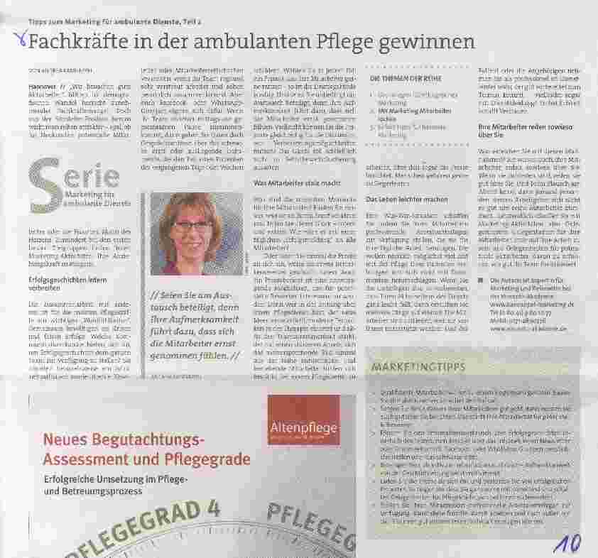 Vorschauseite 1: Tipps zum Marketing für ambulante Dienste, Teil 2 Fachkräfte in der ambulanten Pflege gewinnen