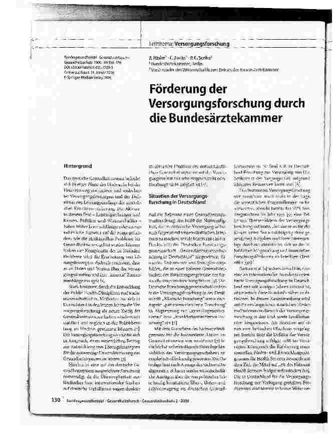 Vorschauseite 1: Förderung derVersorgungsforschung durch die Bundesärztekammer
