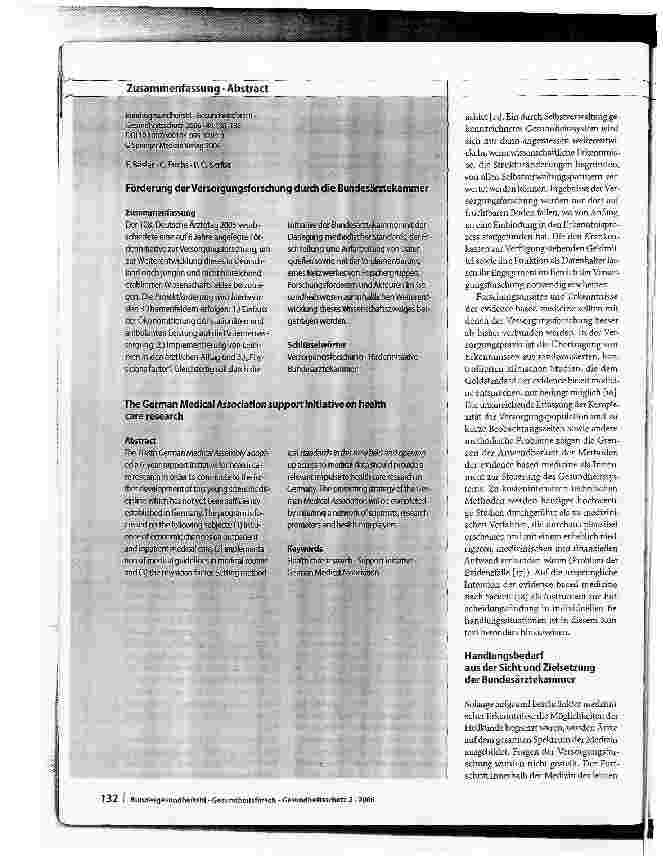 Vorschauseite 3: Förderung derVersorgungsforschung durch die Bundesärztekammer