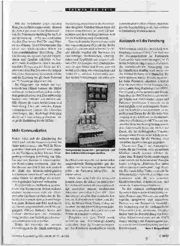 Vorschauseite 2: PACS - Picture Archiving and Communication SystemAbschied von der Bildertüte