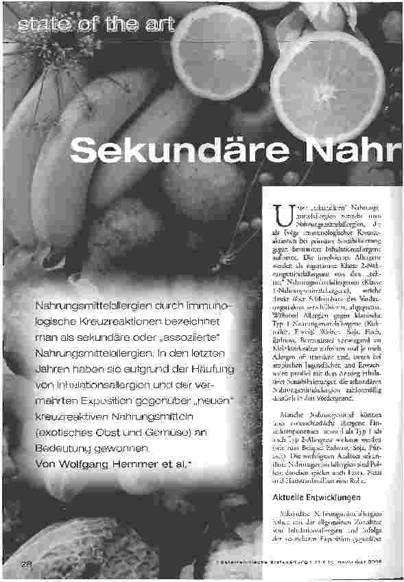 Vorschauseite 1: Sekundäre Nahrungsmittelallergien