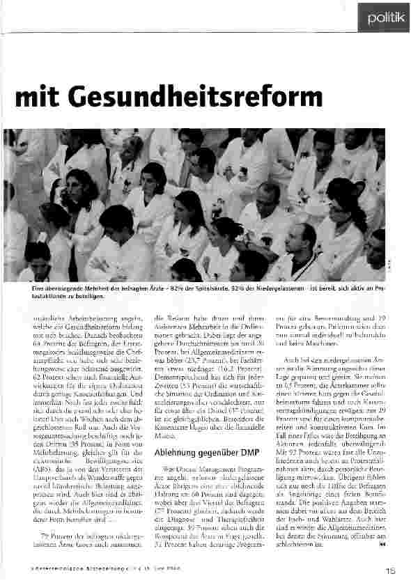 Vorschauseite 2: Ärzte-Umfrage: Breite Unzufriedenheit mit Gesundheitsreform