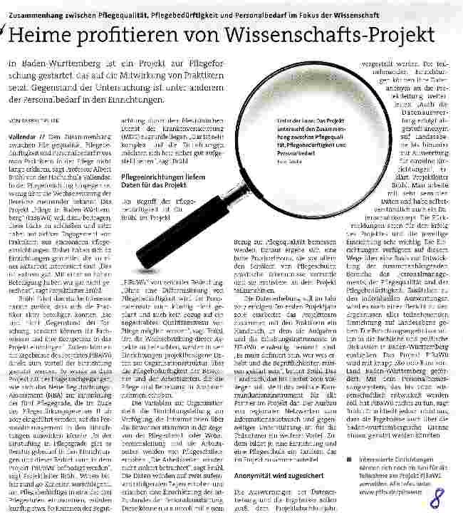 Vorschauseite 1: Heime profitieren von Wissenschafts-Projekt