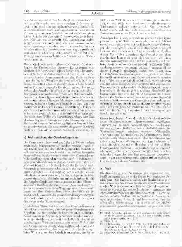 Vorschauseite 6: Gesundheitsbezogene Angaben bei Nahrunqsergänzunasmitteln mitStoffkombinationen — rechtliche Frogestlungen in der Praxis