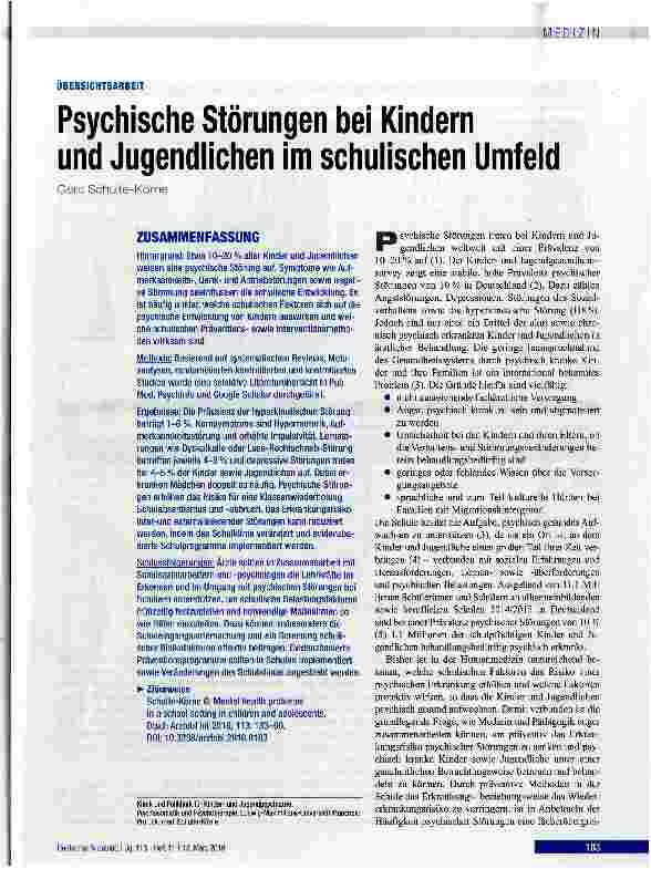 Vorschauseite 1: Psychische Störungen bei Kindern und Jugendlichen im schulischen Umfeld