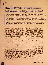 Vorschauseite 2: Health-IT-Talk: KI im Gesundheitswesen - High risk no fun?