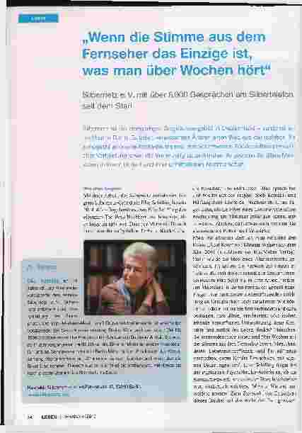 Vorschauseite 1: „Wenn die Stimme aus dem Fernseher das Einzige ist, was man über Wochen hört“ Silbernetz e. V. mit über 8. 000 Gesprächen am Silbertelefon seit dem Start