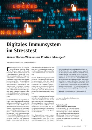 Vorschauseite 1: Digitales Immunsystem im Stresstest Können Hacker-Viren unsere Kliniken lahmlegen?