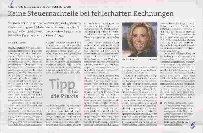 Vorschauseite 1: Aktuelle Urteile des Europäischen Gerichtshofs (EuGH) Keine Steuernachteile bei fehlerhaften Rechnungen