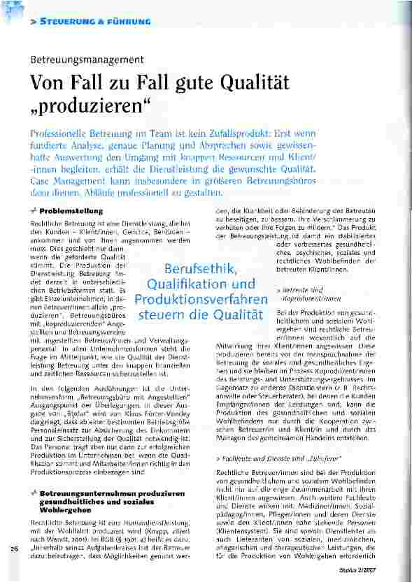 Vorschauseite 1: Betreuungsmanagement - Von Fall zu Fall gute Qualität produzieren