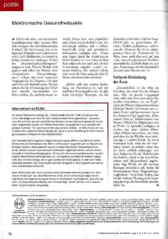Vorschauseite 3: Weiter Kritik an ELGA