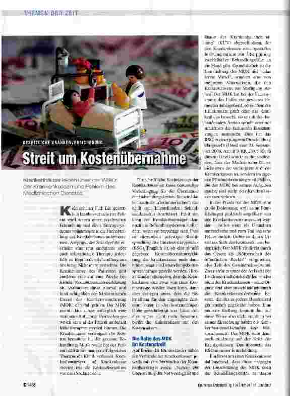 Vorschauseite 1: Streit um Kostenübernahme