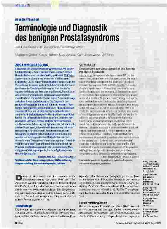 Vorschauseite 1: Terminologie und Diagnostik des benignen Prostatasyndroms