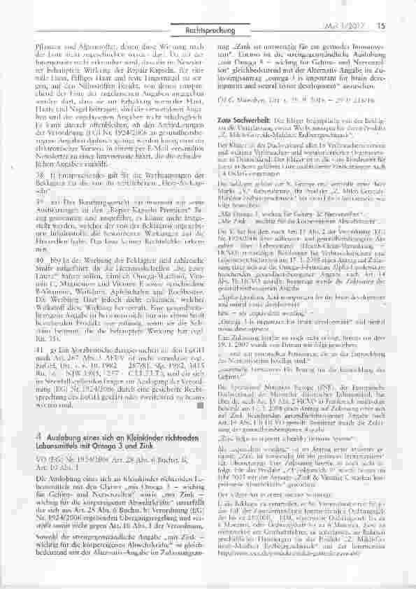 Vorschauseite 6: Unzulässige Werbeaussaqen von gesundheitsbezogenen Angaben Repair Kapseln