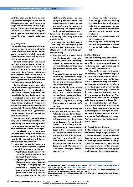 Vorschauseite 2: Hygienebeauftragte(r) in stationärer und ambulanter Pflege – Aufgaben und Anforderungen an die Fortbildung Stand 2024