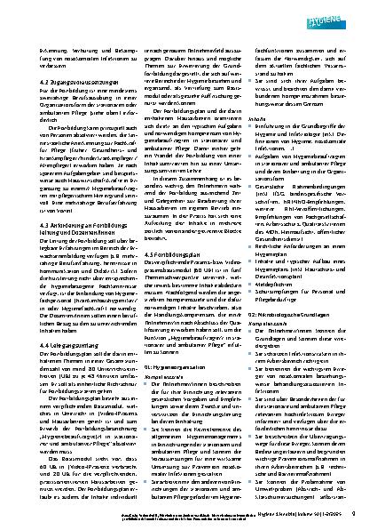 Vorschauseite 3: Hygienebeauftragte(r) in stationärer und ambulanter Pflege – Aufgaben und Anforderungen an die Fortbildung Stand 2024
