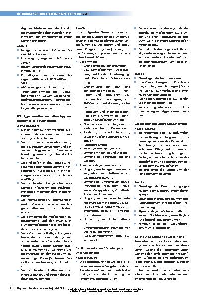 Vorschauseite 4: Hygienebeauftragte(r) in stationärer und ambulanter Pflege – Aufgaben und Anforderungen an die Fortbildung Stand 2024