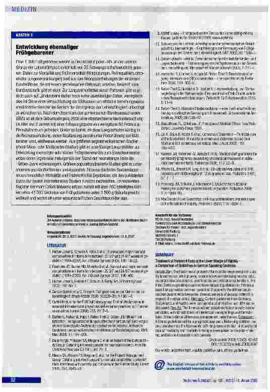 Vorschauseite 6: Behandlung Frühgeborener an der Grenze der Lebensfähigkeit:Deutschsprachige Leitlinien im Vergleich