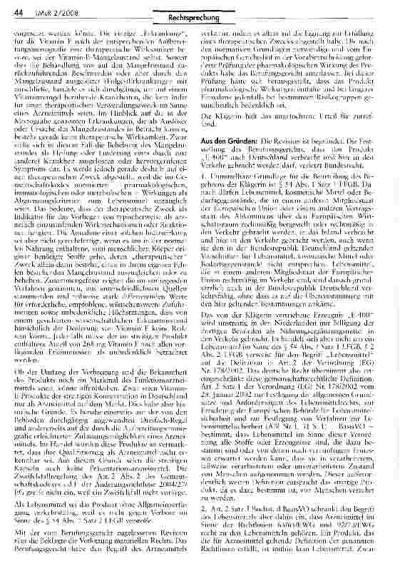 Vorschauseite 3: Abgrenzung Arzneimittel/Lebensmittel (E-400)