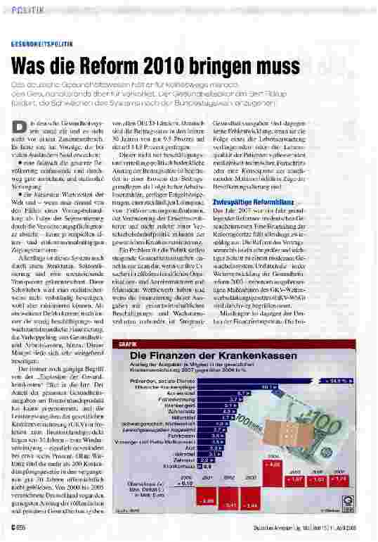 Vorschauseite 1: Was die Reform 2010 bringen muss