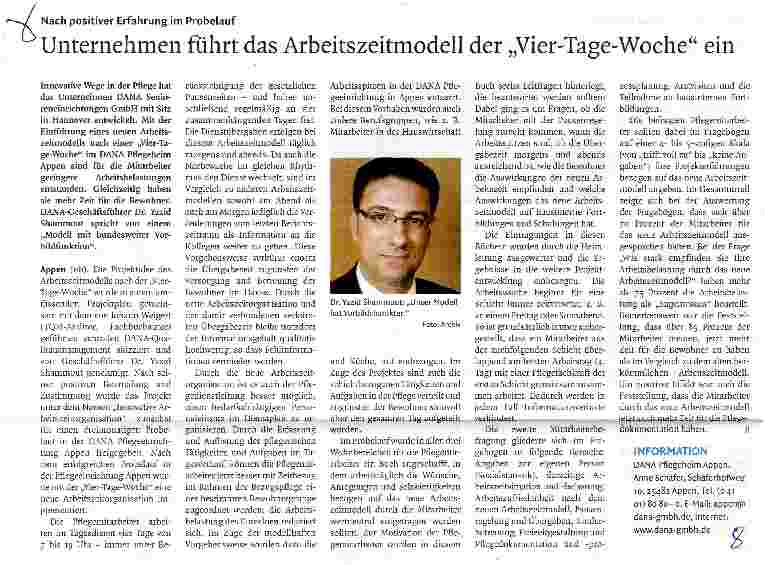 Vorschauseite 1: Unternehmen führt das Arbeitszeitmodell der „Vier-Tage-Woche ein