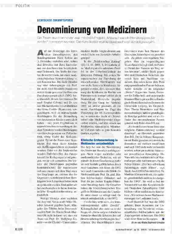 Vorschauseite 1: Denominierung von Medizinern