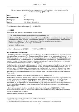 Vorschauseite 1: Zur Betreuerbestellung – § 1814 BGB