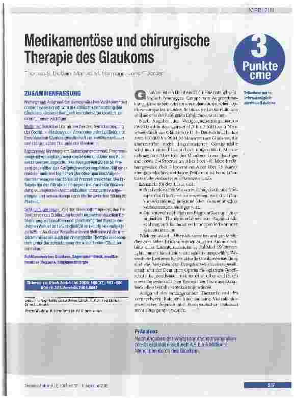 Vorschauseite 1: Medikamentöse und chirurgische Therapie des Glaukoms