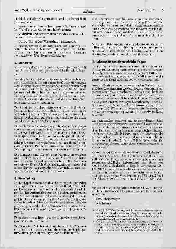 Vorschauseite 2: Lebensmittelsanktionsrechtliche Folgen schlechten Schädlingsmanagements am Beispiel Blattella germanica