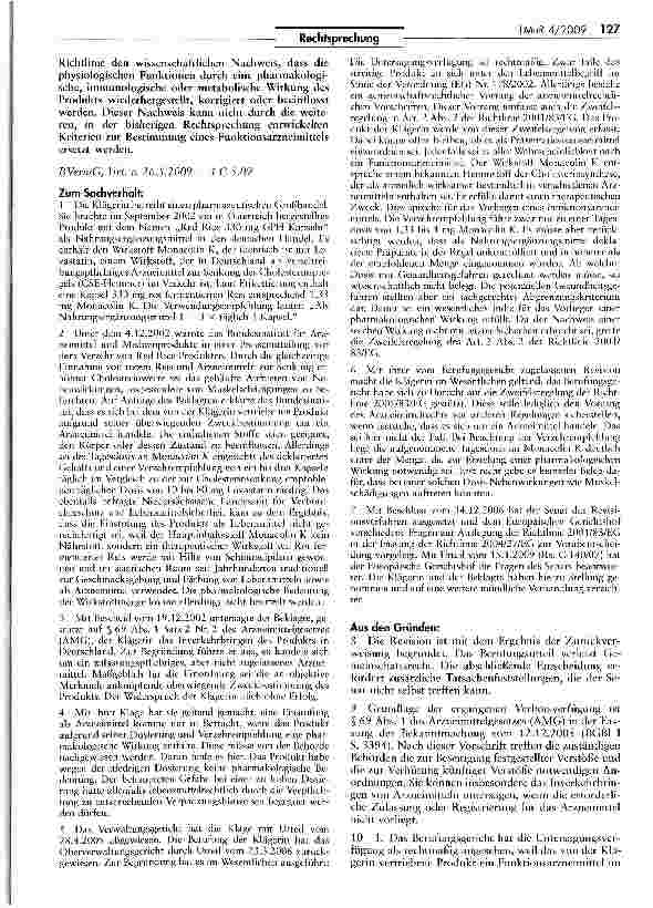 Vorschauseite 2: Abgrenzung Lebensmirtel/Nahrunqsergän-zungsmittel/Funkrionsarzneimittel (Red Rice)