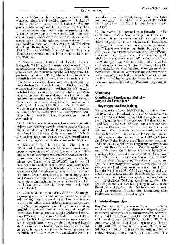 Vorschauseite 4: Abgrenzung Lebensmirtel/Nahrunqsergän-zungsmittel/Funkrionsarzneimittel (Red Rice)